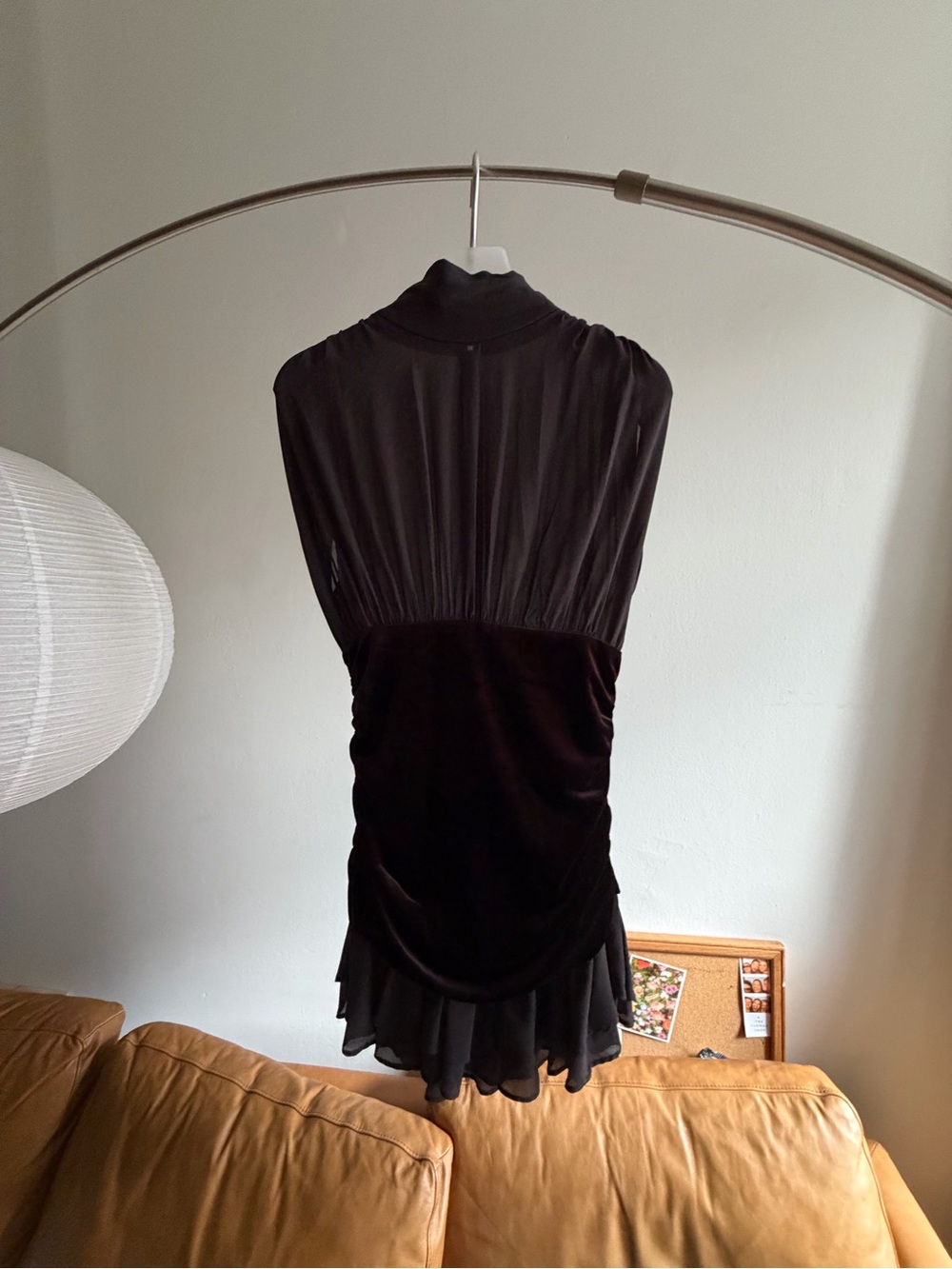 Zara Black Velvet-Panel Mini Dress